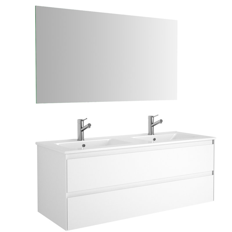 Orren Ellis Arnau 48'' Wall Mounted Double Bathroom Vanity with Ceramic